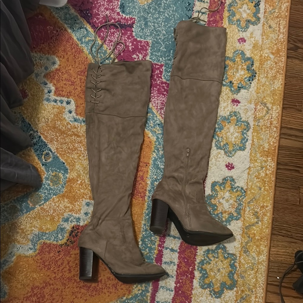 Women's Taupe Over-the-Knee Boots. Size 9